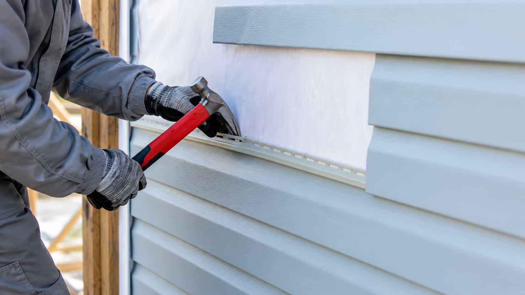 Close-up siding texture and exterior facade detail