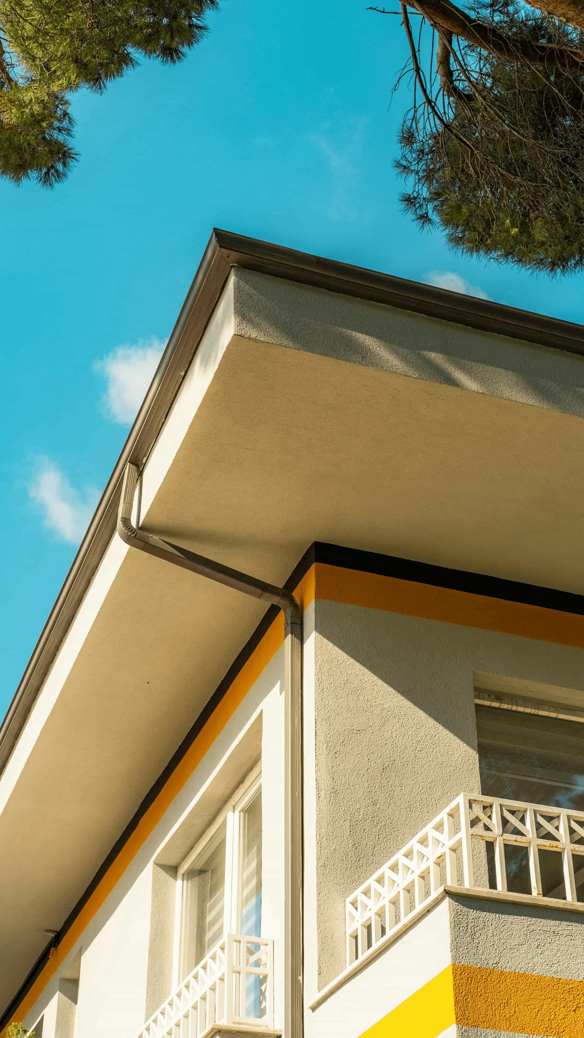 Gutter repair area near roof edge