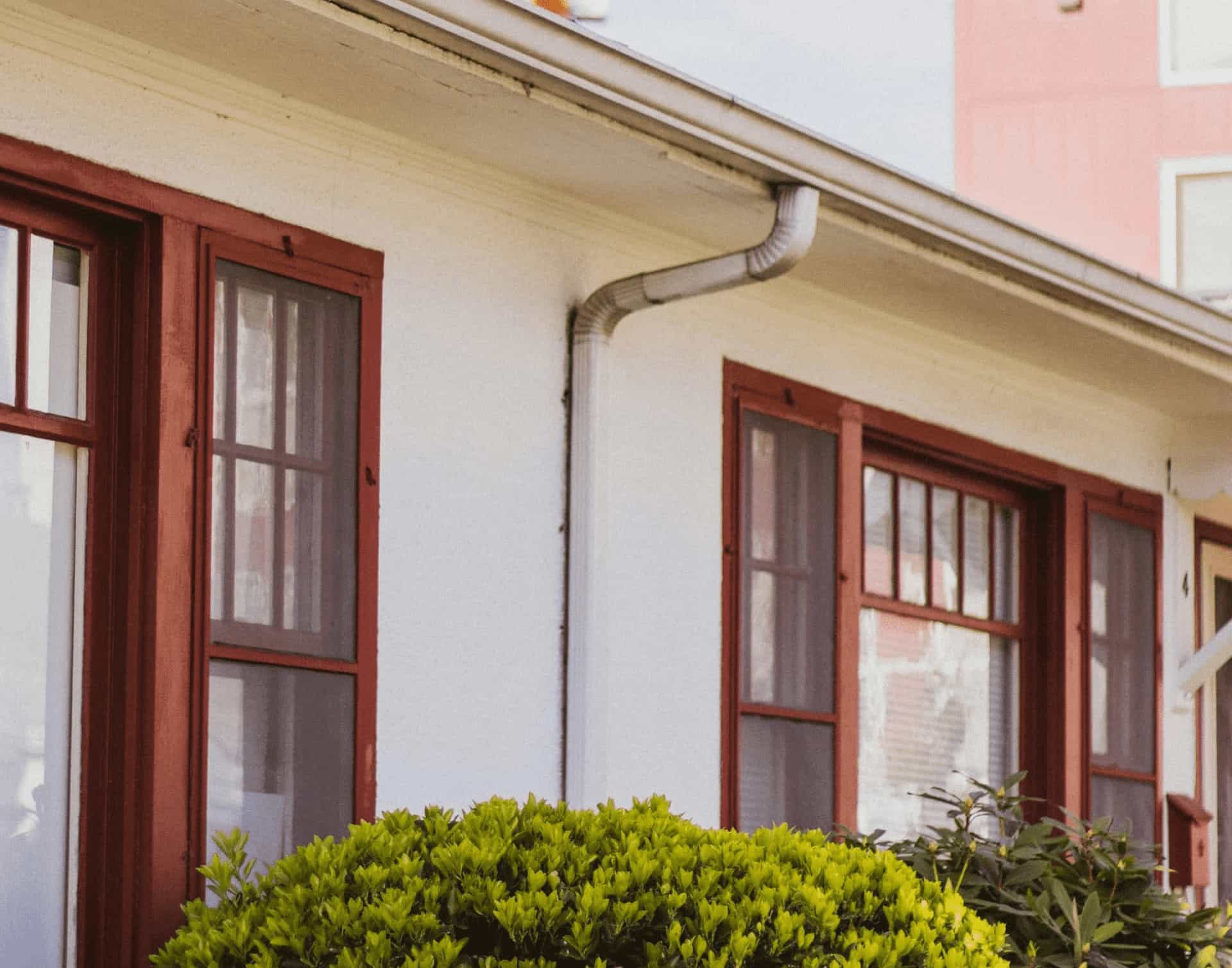 Gutter installation planning detail on residential roofline